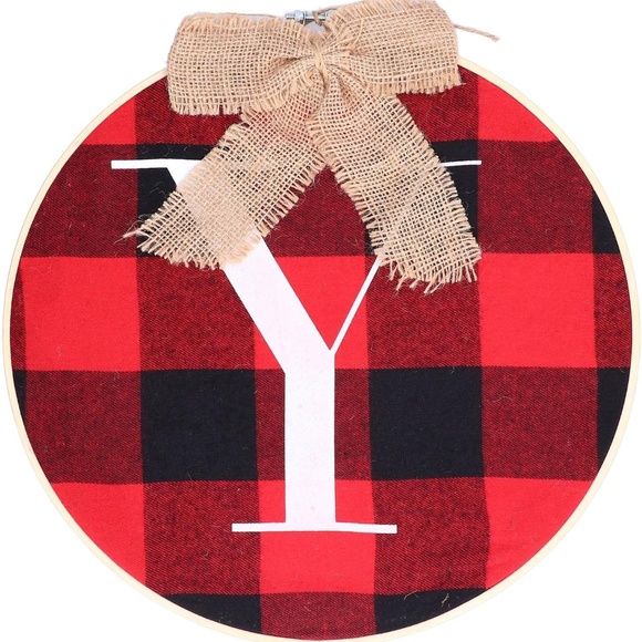 JOY Plaid Wreath or Wall Hanging Christmas Decorations - Rustic Burlap Bow - Picture 7 of 8